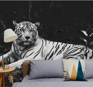 Animals wall mural noble white tiger - TenStickers