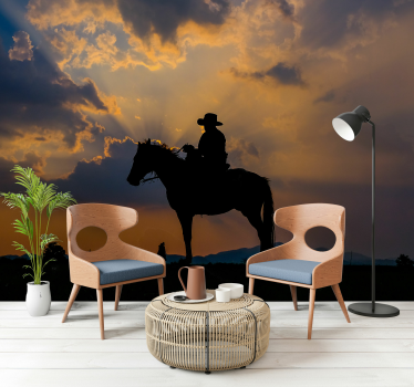 Animals wall mural rider on horse - TenStickers