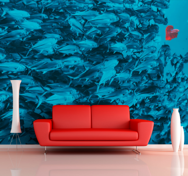 Animals wall mural underwater fish school - TenStickers