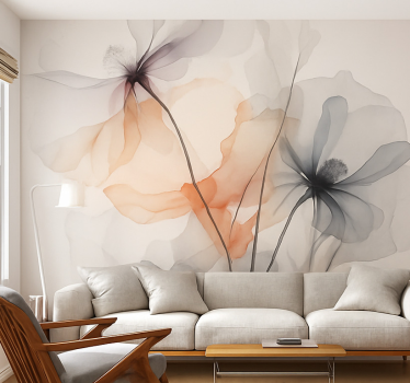 Aquarella puppies flower wall mural - TenStickers