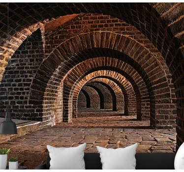 Arched Stone Passage wall mural 3d - TenStickers