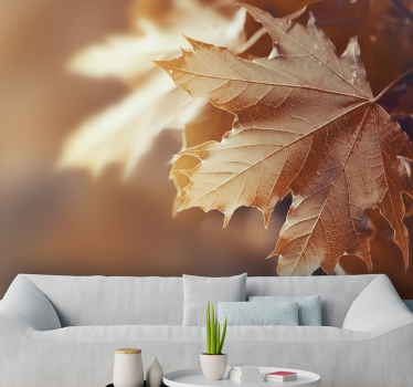 Autumn leaf mural wallpaper - TenStickers