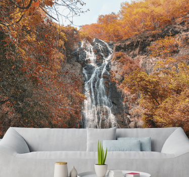 Autumn waterfall landscape wall mural - TenStickers
