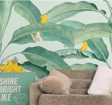 Banana trees with leaves living room mural - TenStickers