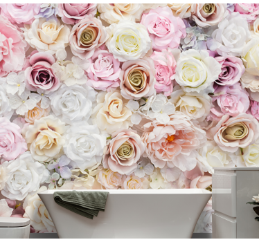 Beautiful background of roses mural wallpaper - TenStickers