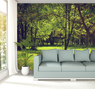 Beautiful spring forest landscape wall mural - TenStickers