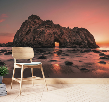 Big rock surrounded Mountain wall mural - TenStickers