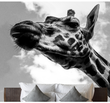 Black and white giraffe photo mural - TenStickers