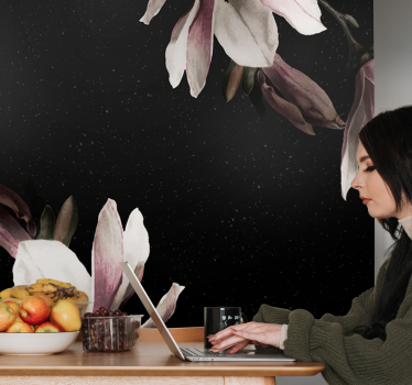 Black and white magnolias nature murals - TenStickers
