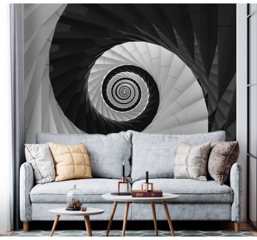 Black and white spiral 3d mural wallpaper - TenStickers