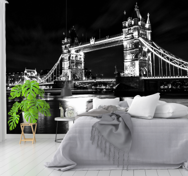 Black and white Tower bridge City wall mural - TenStickers