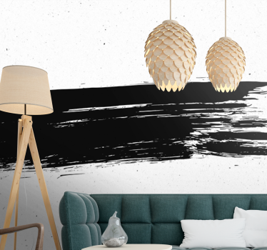 Black spilled paint horizontal abstract mural - TenStickers