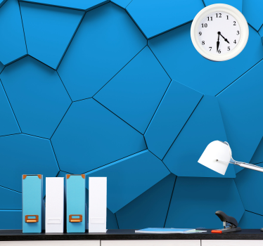 Blue geometric shapes 3d effect mural wallpaper - TenStickers
