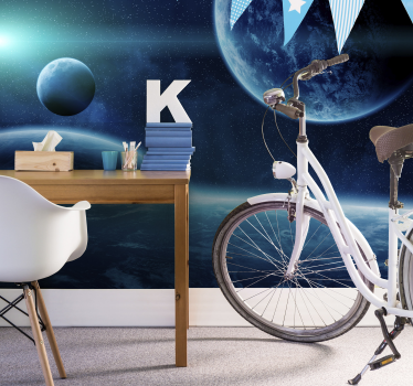 Blue space Wall Murals for Bedrooms - TenStickers