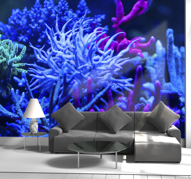 Blue tone coral landscape wall mural - TenStickers