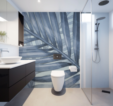 blue tropical leaf Bathroom Murals - TenStickers