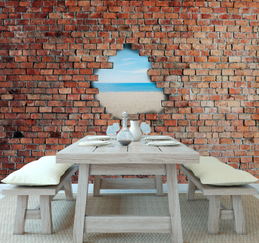 Brick explosion with photo customizable  3d mural wallpaper - TenStickers