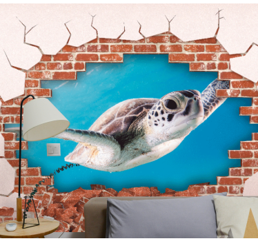 Broken wall bricks 3d with photo custom mural - TenStickers