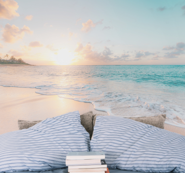 Calmed sea in red evening nature murals - TenStickers