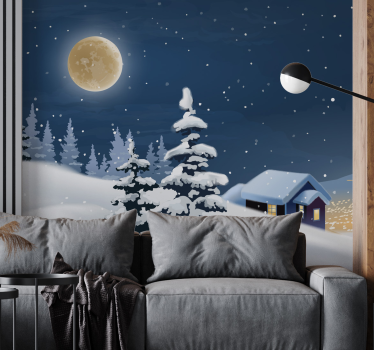 Cartoon winter landscape winter wonderland wall mural - TenStickers