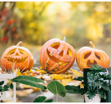 Carved Pumpkin Faces wall mural halloween - TenStickers