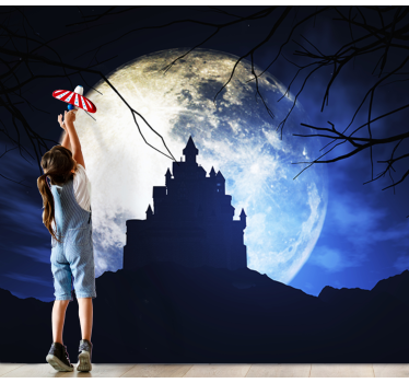 Castle with Full Moon Bedroom Murals - TenStickers