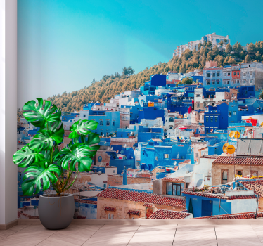 City of Blue houses mural wallpaper - TenStickers