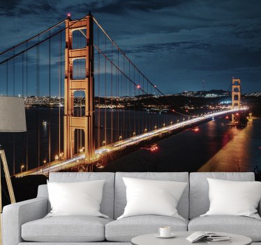 City wall mural golden gate bridge at night - TenStickers