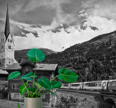 City wall mural historic swiss landscape - TenStickers