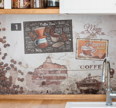 Coffee time menu quote wall mural - TenStickers