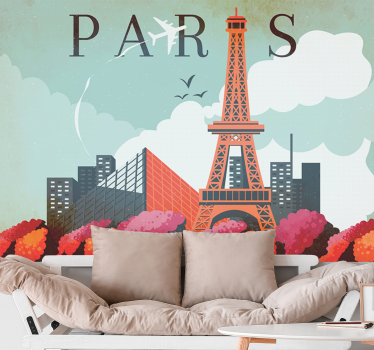 Colorful city illustration paris mural wallpaper - TenStickers