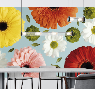 Colorful flowers mural wallpaper - TenStickers