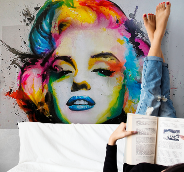 Colorful Marilyn Monroe living room wallpaper - TenStickers