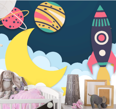 Colourful paper style galaxy Nursery Wall Mural - TenStickers