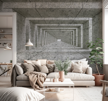 Concrete 3D tunnel 3d mural wallpaper - TenStickers