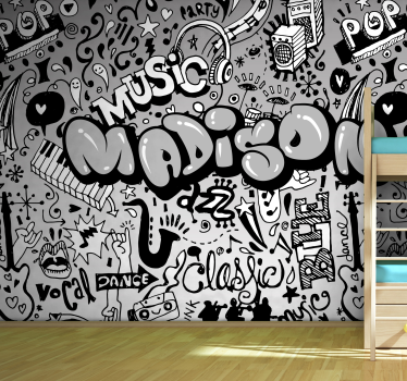 Cool music themed name custom murals - TenStickers