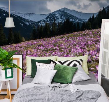 Crocus blossom field flower wall mural - TenStickers