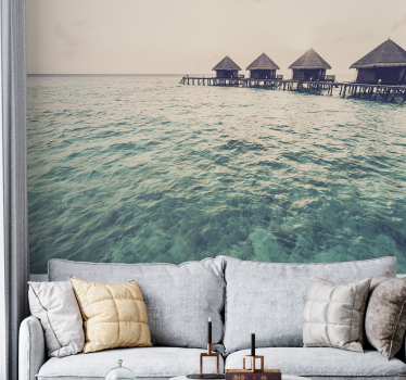 Crystalline sea houses the Caribbean nature murals - TenStickers