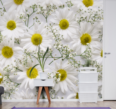 Daisy flower mural wallpaper - TenStickers