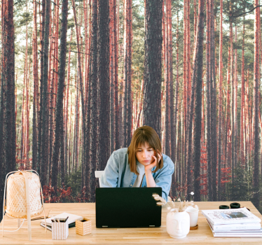 Deep forest trees landscape living room mural - TenStickers