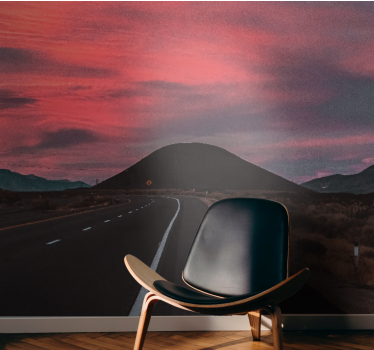 Desert sunset road landscape wall mural - TenStickers
