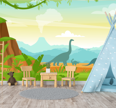 Dinosaur silhouettes wall murals for teenage bedrooms - TenStickers