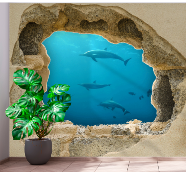Dolphin Underwater Scene under the sea wall mural - TenStickers