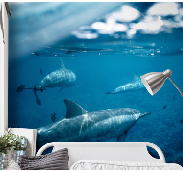 Dolphins and fishes mural wallpaper - TenStickers