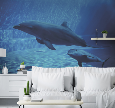 Dolphins swimming mural wallpaper - TenStickers