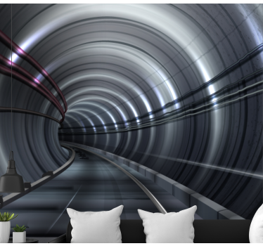 Effect iron tunnel 3d mural wallpaper - TenStickers