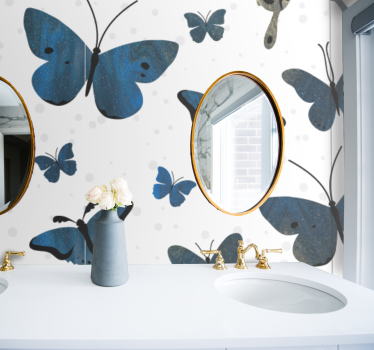 Elegant butterfly flying wall mural bathroom - TenStickers