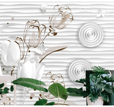 White elegant tulips flower wall mural - TenStickers