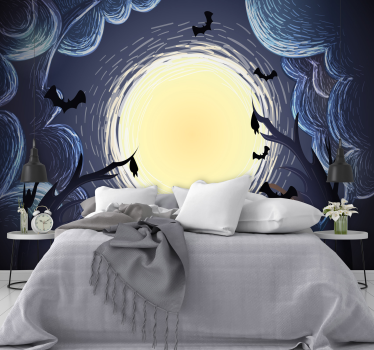Elegant Halloween bats wall mural wallpaper - TenStickers