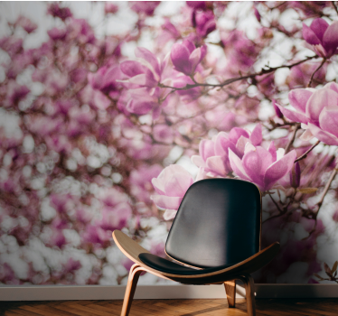 Elegant style feminin pink cherry flowers mural wallpaper - TenStickers